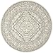 SAFAVIEH Adirondack Collection Area Rug - 6' Round, Ivory & Silver, Oriental Medallion Design, Non-Shedding & Easy Care, Ideal for High Traffic Areas in Living Room, Bedroom (ADR108B)
