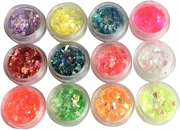 Amazon 12箱玉虫色キャンディネイルアートユニコーン砕石maylar人魚フレーク割れたガラスミラーフレーク3dデコレーションマニキュア Gaoxuqiang 軽石 通販