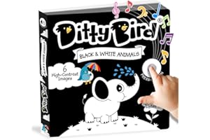 Ditty Bird High Contrast Black & White Baby Book | Early Learning Resources with Sound | Visual Stimulation & Tummy Time Sensory Toys | Montessori Toys for Babies | Sturdy, Baby Books for Boys & Girls
