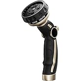 RESTMO Hose Nozzle Heavy Duty, Metal Water Hose Sprayer for Garden, 9 Spray Patterns | High Pressure | Thumb Flow Control | O