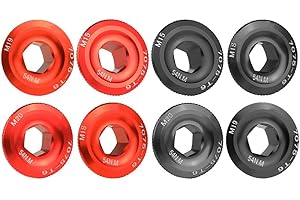 Bike Crank Fixing Bolt Cover, M10 Cap, Anode Red/Black Thread, Suitable for Most Hollow Shaft Cranks (Black M15)