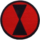 United States Army 7th Infantry Division, Red and Black, Embroidered Patch with Iron-On Adhesive