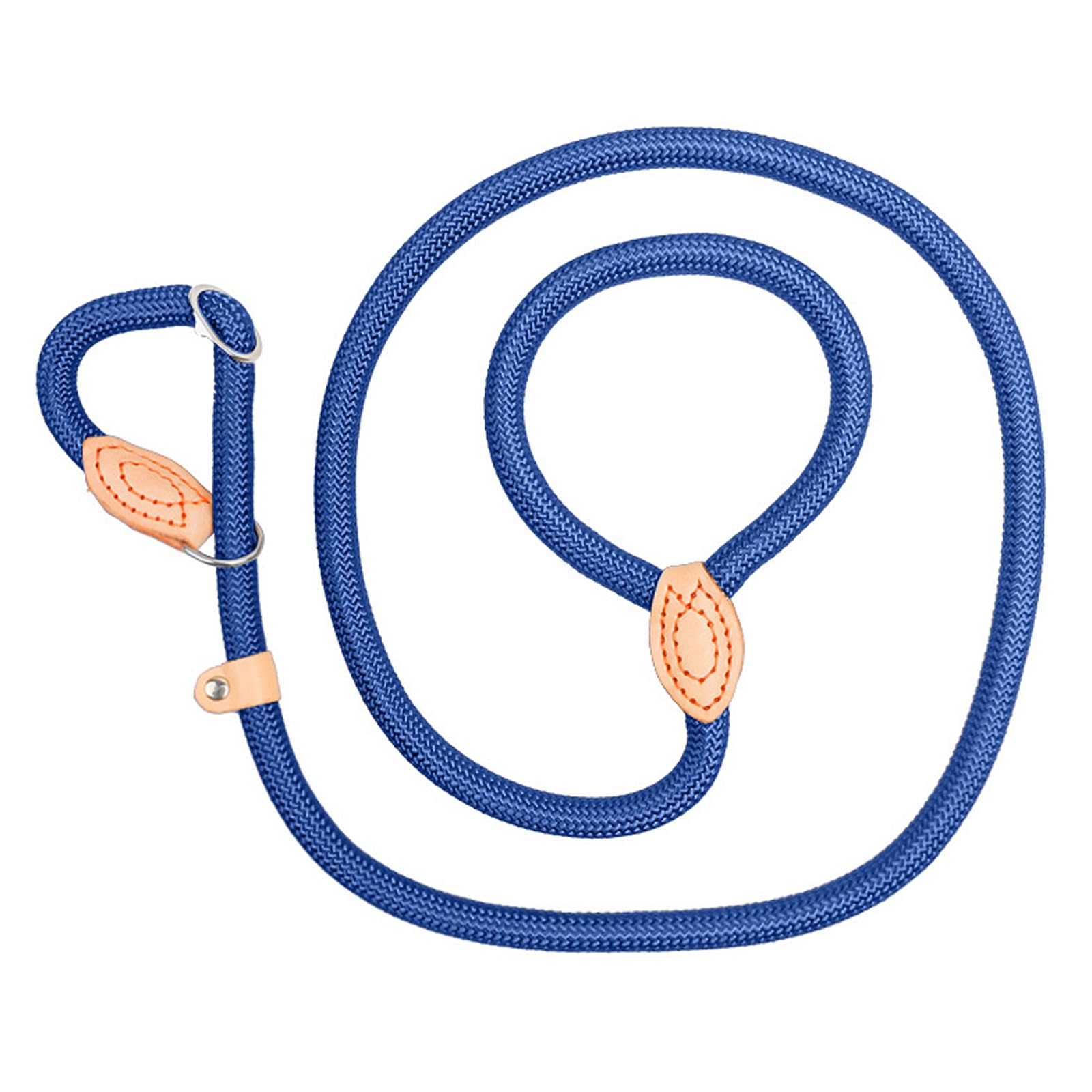 Slip Lead for Puppy, 5 FT x 1/3" No Pull Dog Loop Leash, Dog Slip Lead with Durable Leather Connector and Adjustable Metal Buckle P-Shaped Puppy Traction Rope for Small Medium Dogs (Blue)