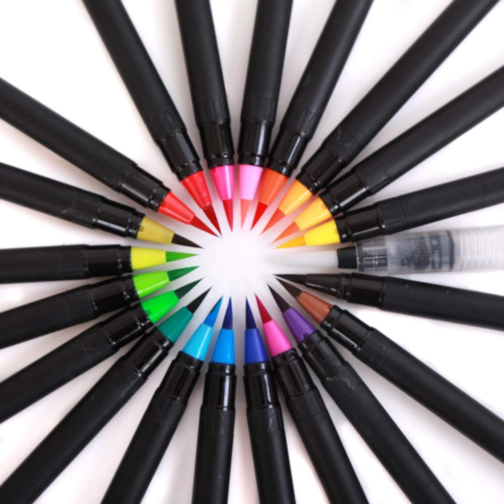 AQUAGLIDE U.K Watercolour Brush Pens. 20 colours FREE clear-water brush for washes. Bright, colourful, precision brushes. Accuracy! Creativity! Fun for Professionals and amateurs including kids.
