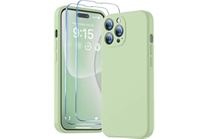 BossKiss Compatible with iPhone 14 Pro Max Case, Silicone Upgraded [Camera Protection] [2 Pcs 9H Screen Protector], Soft Anti-Scratch Microfiber Lining, 6.7 inch, Matcha
