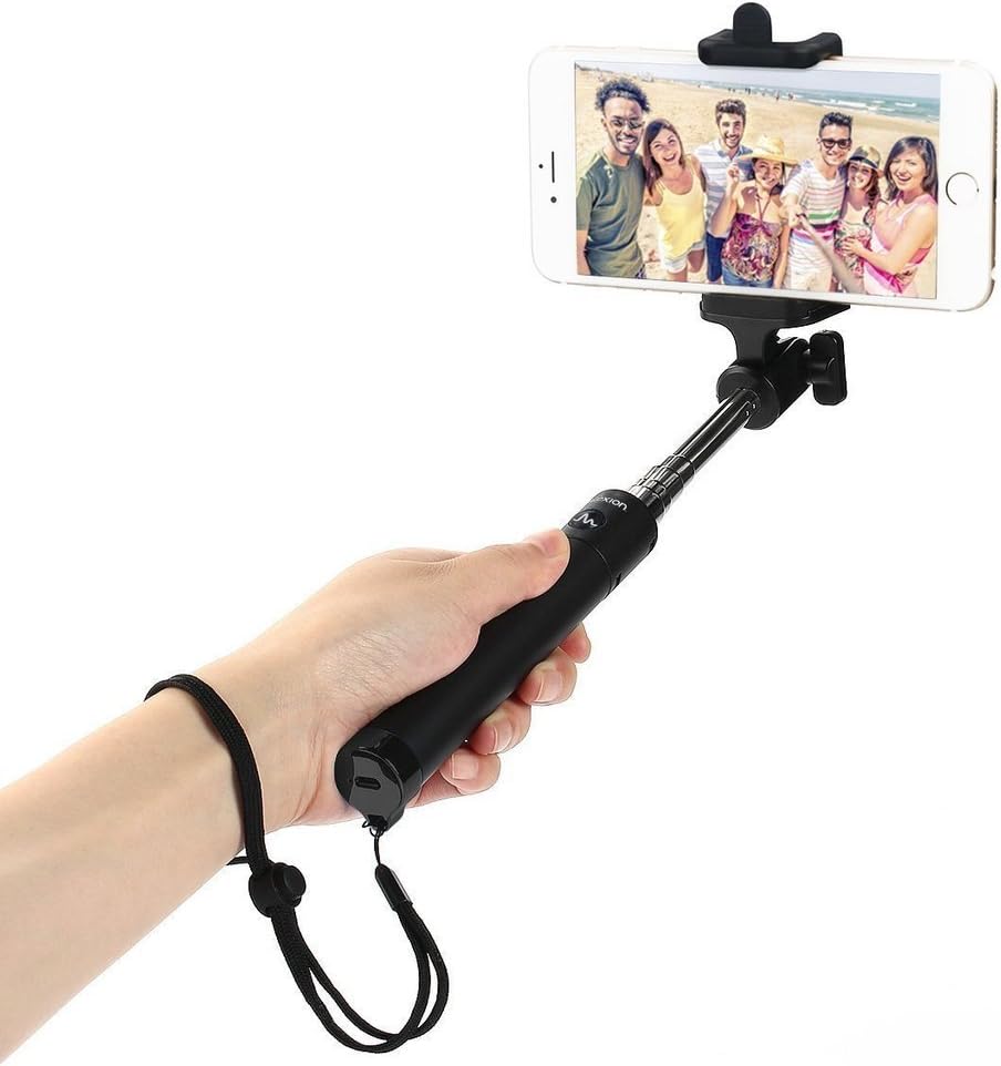Selfie Stick, Flexion Ultra Compact Foldable QuickSnap Pro 3-in-1 Self-Portrait Monopod Extendable Wireless Bluetooth Selfie Stick with Built-in Remote Shutter with Adjustable Phone Holder (Black)