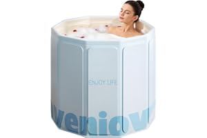 HLCZLUZ Foldable Portable Bathtub, Hot Ice Bath Tub, Shower Tub Non-Inflatable, Collapsible Bathtub SPA Soaking Tubs for Trav
