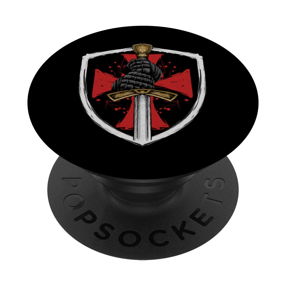 Knight Templar Gift Templar Sword And Shield PopSockets Grip and Stand for Phones and Tablets