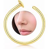 LUCKYJEWUS Small Thin Gold Nose Ring Hoop for Women, 14k Gold Filled or 925 Sterling Silver - 20G/22G/24G Adjustable Nose Piercing Jewelry (5mm–6mm, 6–7mm, 7–8mm)