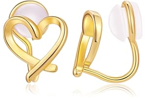 OTXAS 14K Gold Clip On Earrings for Women Cute Hypoallergenic Heart Earrings Non piercing Clip Earrings for Women Dainty Jewelry for Women