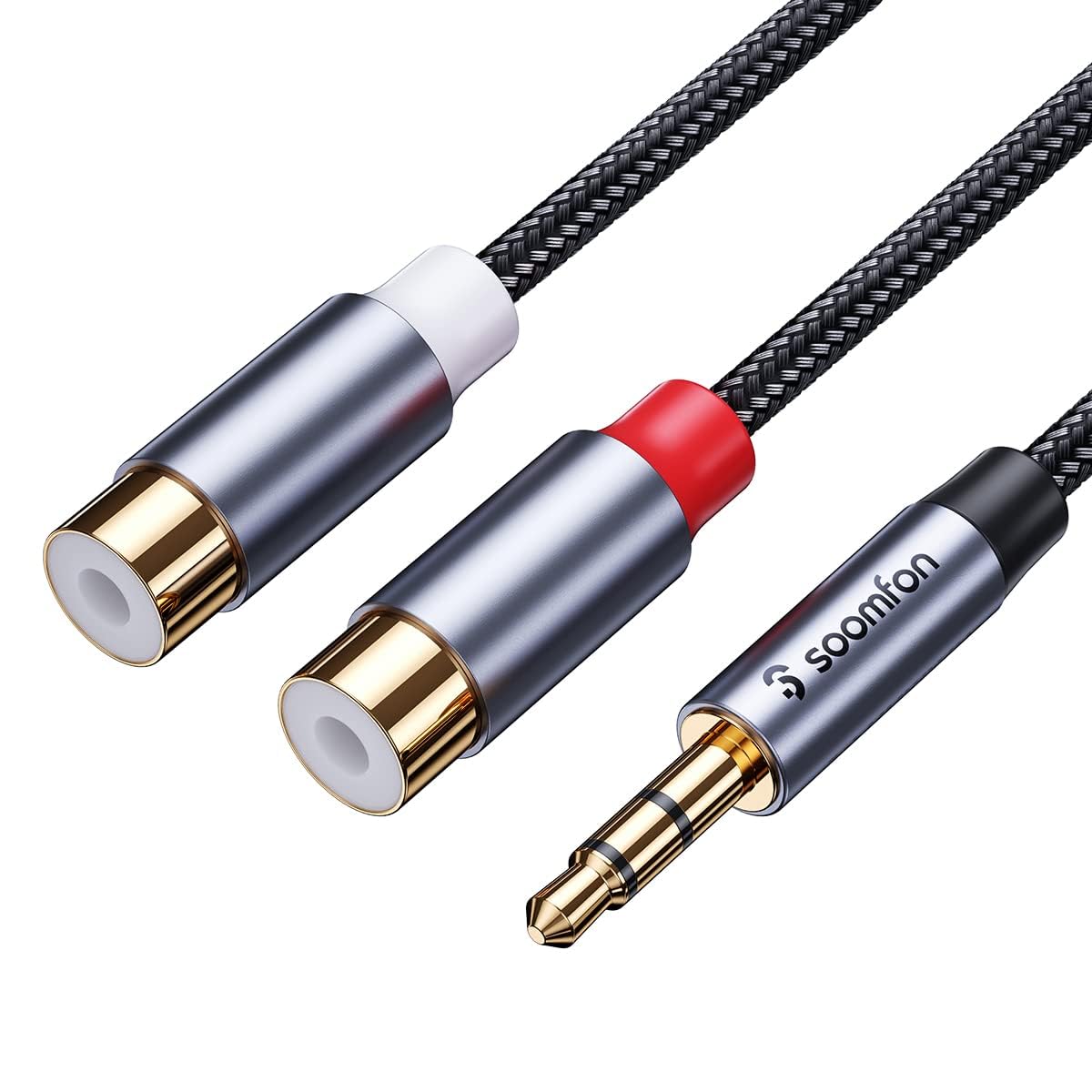 SOOMFON 3.5mm to RCA Audio Cable 1M, Red and White to Headphone Adapter, Gold-Plated Plugs, RCA Y Splitter for Speaker Amplifier DVD Player — image 1