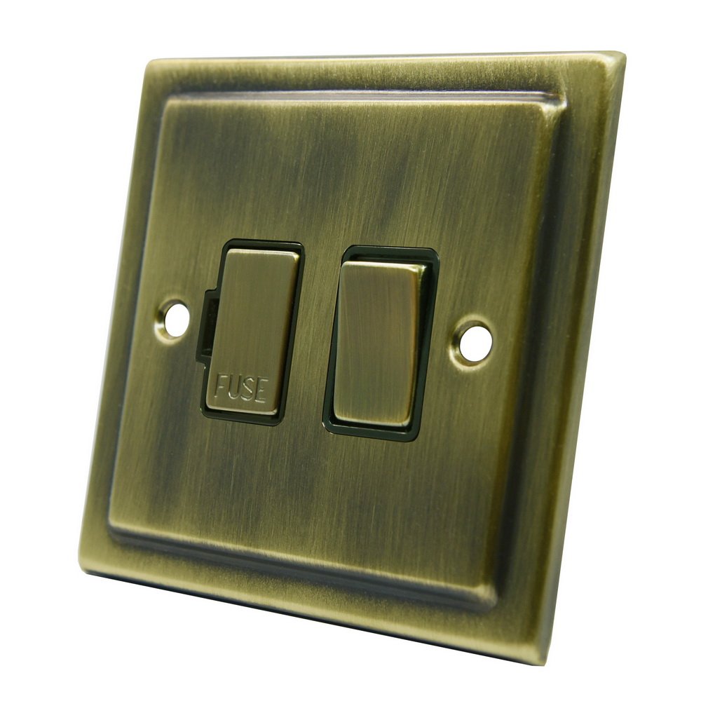 AET VABSFSBB Victorian Antique Brass Spur-13 Amp Switched Fused Connection Unit