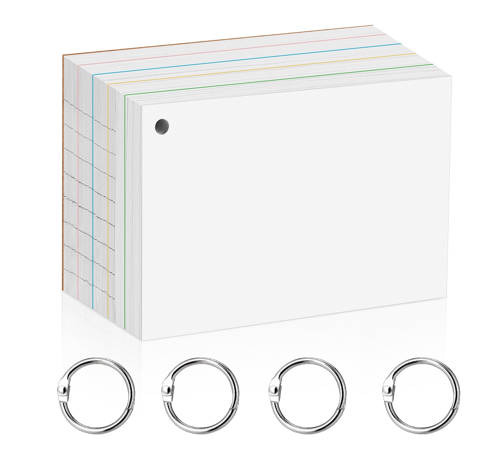 Agoer Flash Cards White,500PCS Line Revision Cards,5 X 3.4 in Tabbed Index Cards,White Record Cards Flashcard Punched Note Cards for Student Essentials Learning Office Notecard Taking to do List Memo