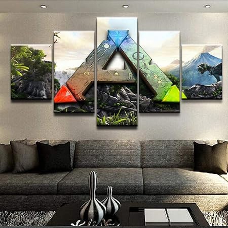 Dzrmb Modulaire Cadre Art Print Peinture 5 Pieces Ark Survie Evolved Toile Affiche Hd Mur Photo Pour La Maison Decoration Kids Room 20x35 20x45 20x55 Cm Amazon Fr Cuisine Maison