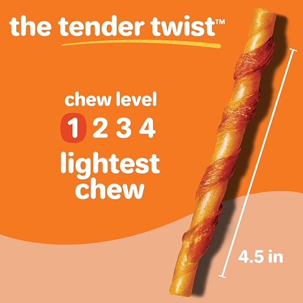HARTZ OINKIES TENDER TWISTS WITH REAL CHICKEN BREAST RAWHIDE-FREE DOG TREATS, HIGHLY DIGESTIBLE DOG CHEWS, 72 COUNT