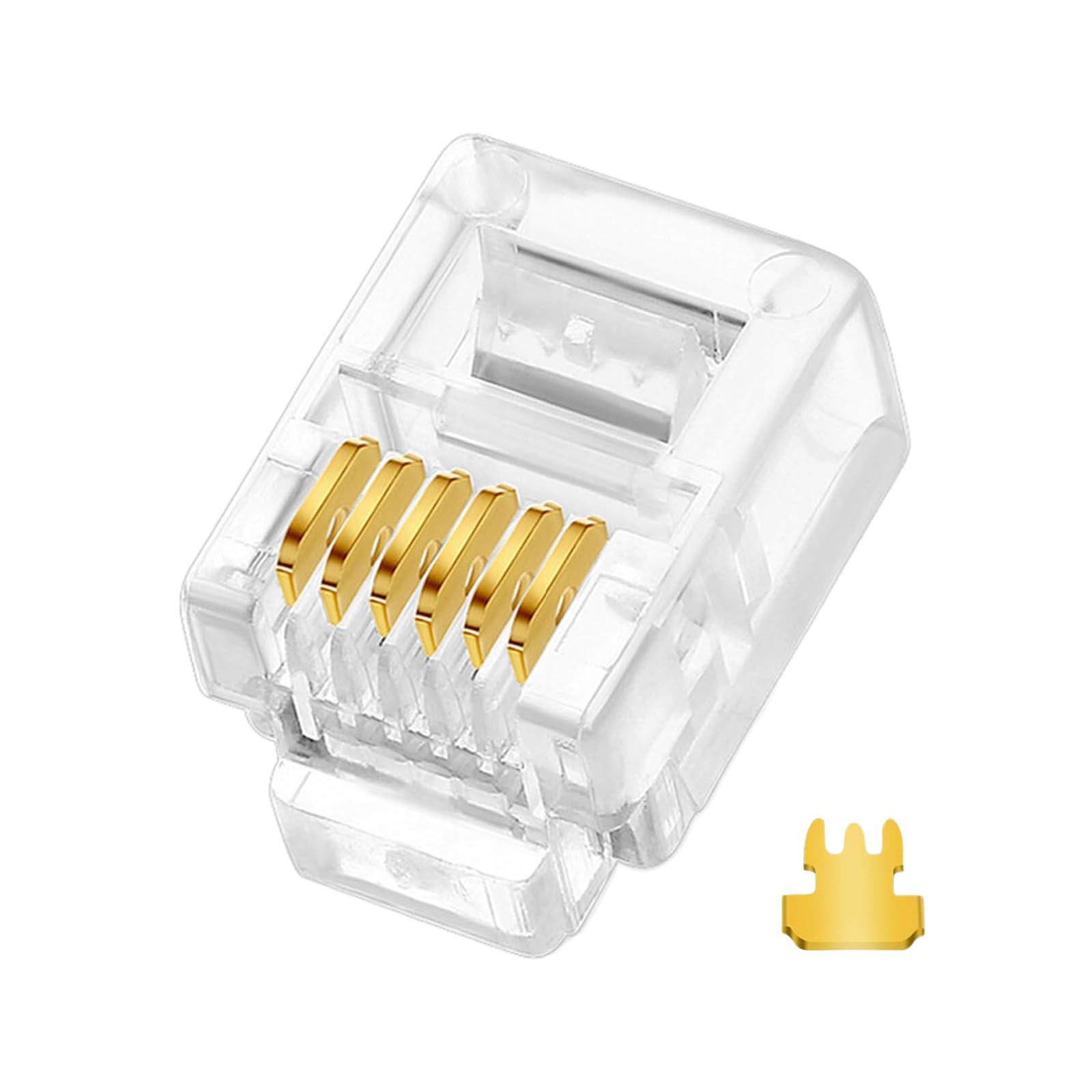 Photo 1 of EZYUMM 20PCS RJ12 Connector, 6P6C Modular Telephone Connector Plugs(with 3-pronged Contacts) for Solid or Stranded Phone Line Cord Conductors
