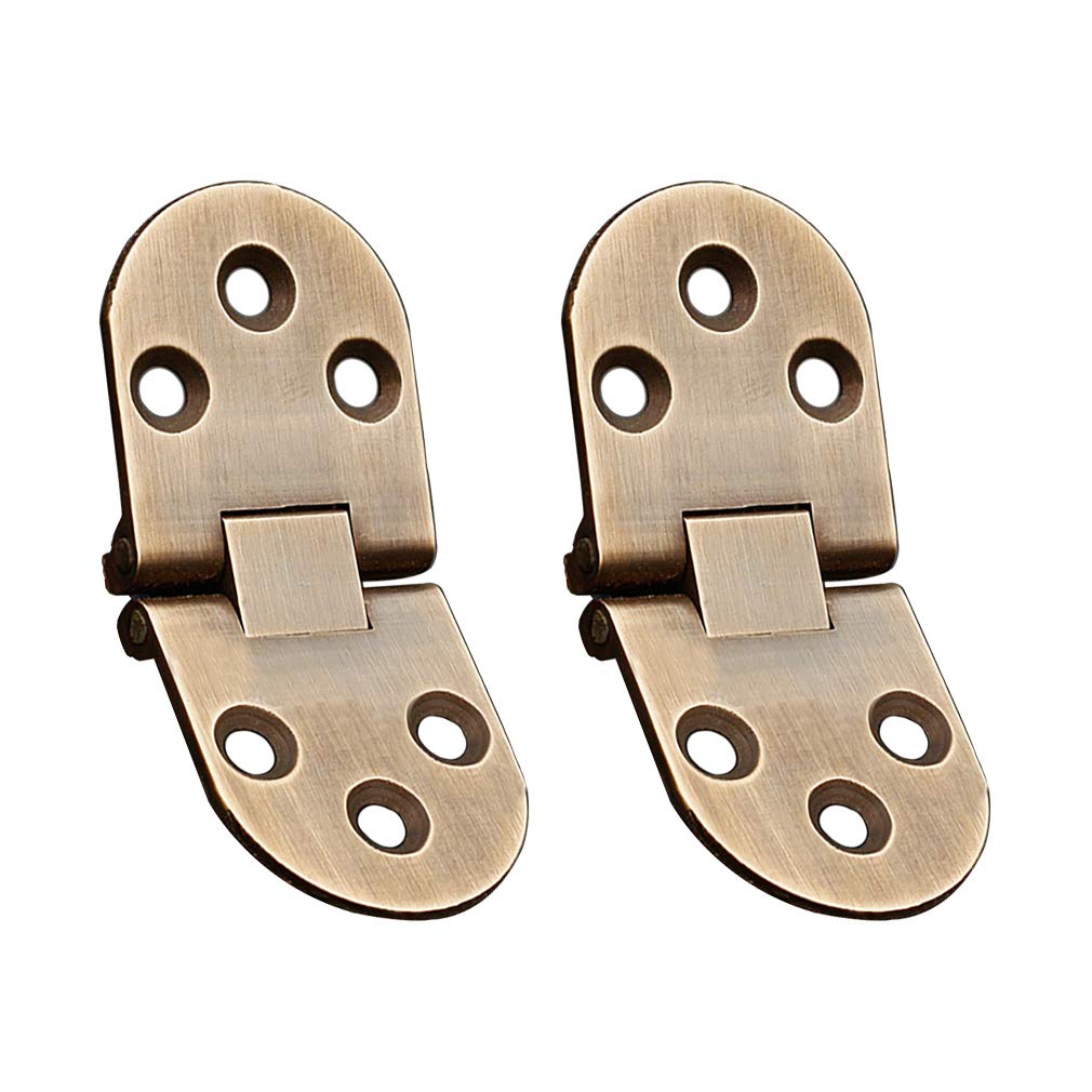 Tiazza 2Pcs Antique Brass Sewing Machine Table Folding Flip Top Hinges 180 Degree Heavy Duty Hinge for Folding Furniture (Antique Bronze)