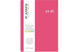 VONDAFE 2024-2025 Planner - Planner 2024-2025 July 2024 - June 2025, 2024-2025 Planner Weekly and Monthly with Tabs, 2024-2025 Calendar with Flexible Cover, A5 Thick Paper, Twin-Wire Binding - Rose Red