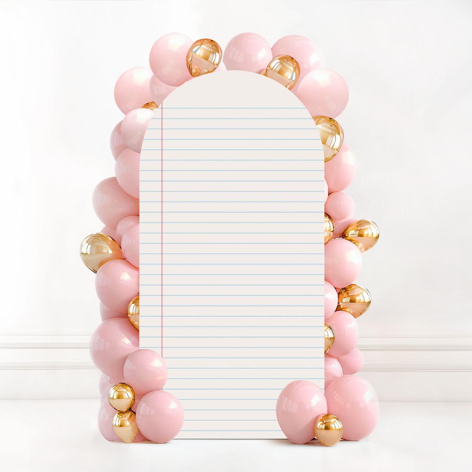 Photo 1 of 7.2FT Wedding Arch Backdrop Cover Notebook Paper Lined Notebook Paper Spandex Fitted Round Top Arch Stand Covers for Birthday Party Baby Shower Banquet Decoration