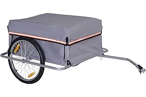 Aosom Folding Bicycle Cargo Trailer Cart Carrier Garden Use w/Quick Release, Cover