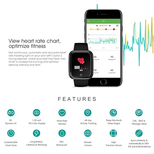 Amazon.com: Zeblaze Crystal 2 Smart Watch IP67 Waterproof ...