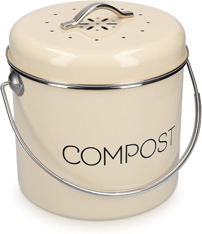 Navaris Poubelle à Compost 3L Bac à Compost de Cuisine en Acier