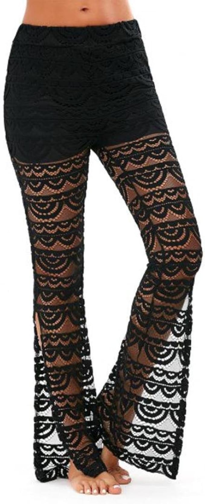lace flare trousers