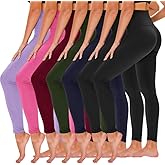 TNNZEET 7 Pack Leggings for Women - High Waisted Yoga Pants with Pockets Black Leggings Women Full Length & Capri