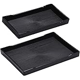 2 PCS Bathroom Tray, Modern Bathroom Tray Countertop, Small Tray for Bathroom, Rectangle Decorative Tray, Multi-Purpose Vanity Tray for Home Kitchen Bathroom Sink Counter (1 Small 1 Medium Black)