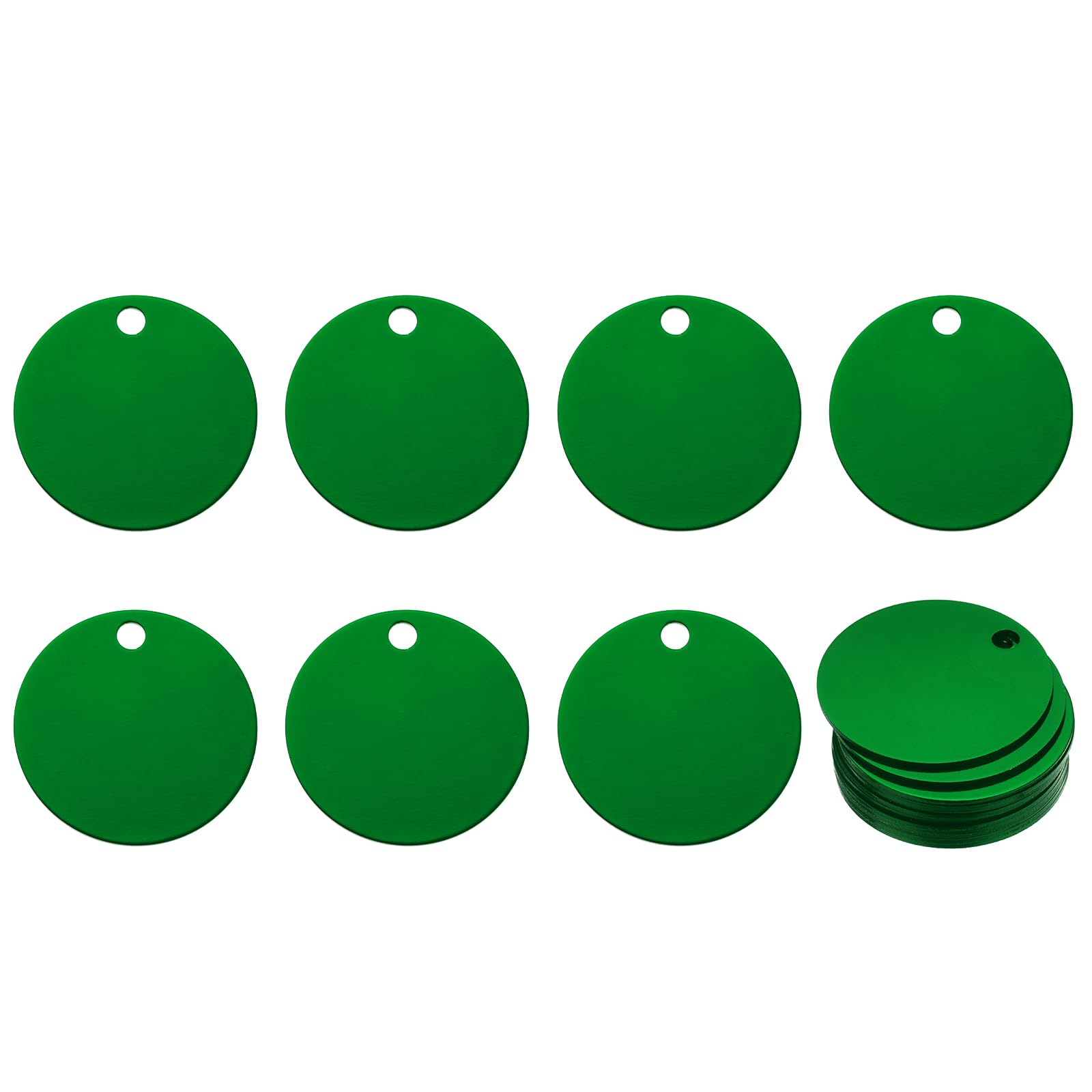 Rebower Aluminum Blank Tags Engraving Metal Stamping Blanks,[for Number Tag, Dog Tag,Pendant Decoration] - Dia 1.4 Inch/Green / 25 Pcs