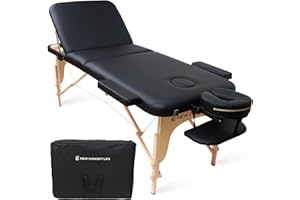 Portable Massage Table, 3 Folding Professional SPA Massage Bed with Thick Cushion. 73" Length, 28" Width Height Adjustable SP