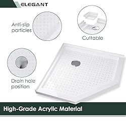 ELEGANT Shower Base 38 in. D x 38 in. W x 3