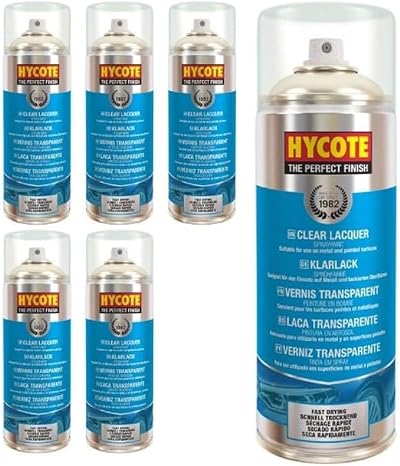 Hycote Double Acrylic Spray Paint Clear Lacquer 400 ml Pack of 6