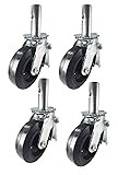 Scaffold Caster 6" x 2" Black Wheels w/Locking