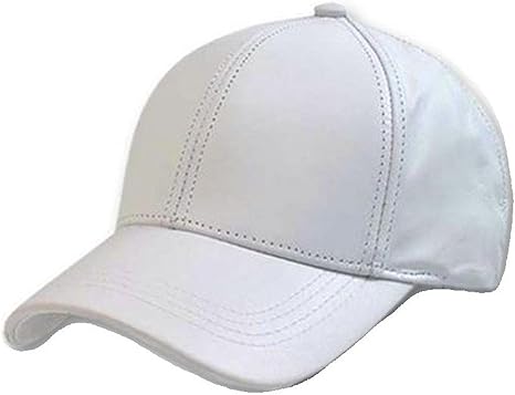 white leather baseball hat