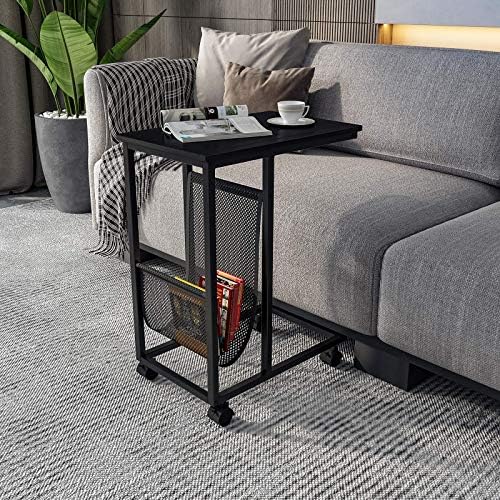 YITAHOME End Table Mobile CShaped Side Table with Side Storage Sofa