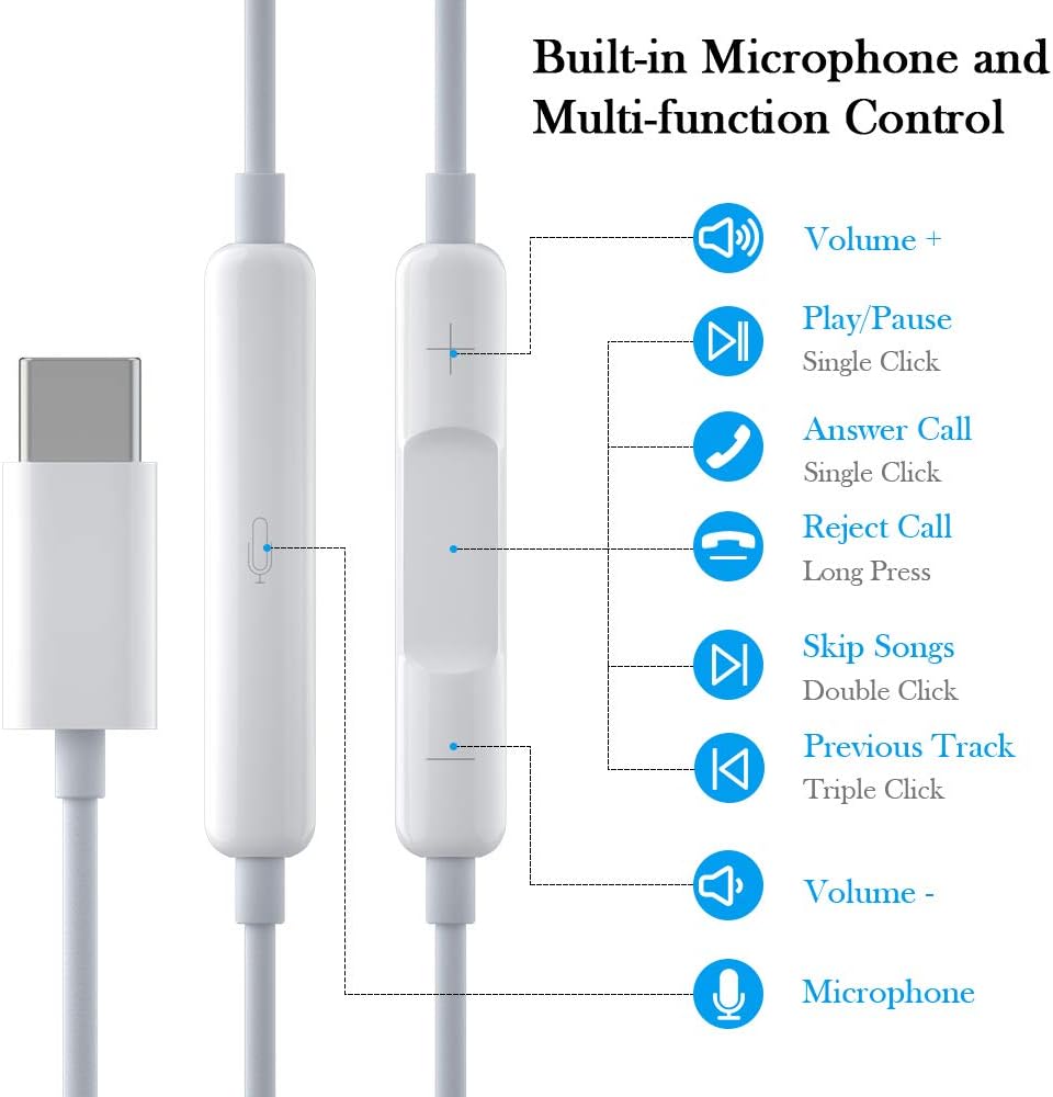 iMangoo USB C Headphones Type C Earphones for iPhone 16 15,in Ear Wired Earbuds Headphones HiFi Stereo with Mic and Volume Control for Galaxy A55 A35 Z Flip6 S24 Ultra S23 S22+ Pixel 8a 9 Pro Oneplus - Image 5