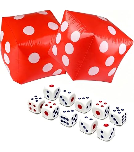 Set De 3 Dados Inflables Gigantes De 30 Cm | 2 Blancos Y 1 Rojo, Juguete De Playa Y Fiesta, Decoración Para Bodas Y Cumpleaños, PVC Ecológico