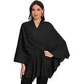 LuckyBelle Cross Front Shawl Wraps for Women Soft Warm Wedding Travel Shawls Poncho Sweater Cape
