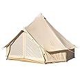 S'more Canvas Bell & Teepee Camping Tent, Water Resistant, Hot Tent with Stove Jack, 4 Season Outdoor Glamping Tent, Roomy Yurt & Tipi Tent for 3-6 Person Family, 10/13ft