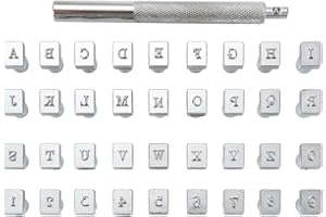 Yoption 36Pcs Leathercraft Metal Letter and Number Stamps Punch Set Tool, 26 Alphabet Imprinted Leather Punching Tools for Leather Belt Bag Hat Shoes Craft Marking (3MM)
