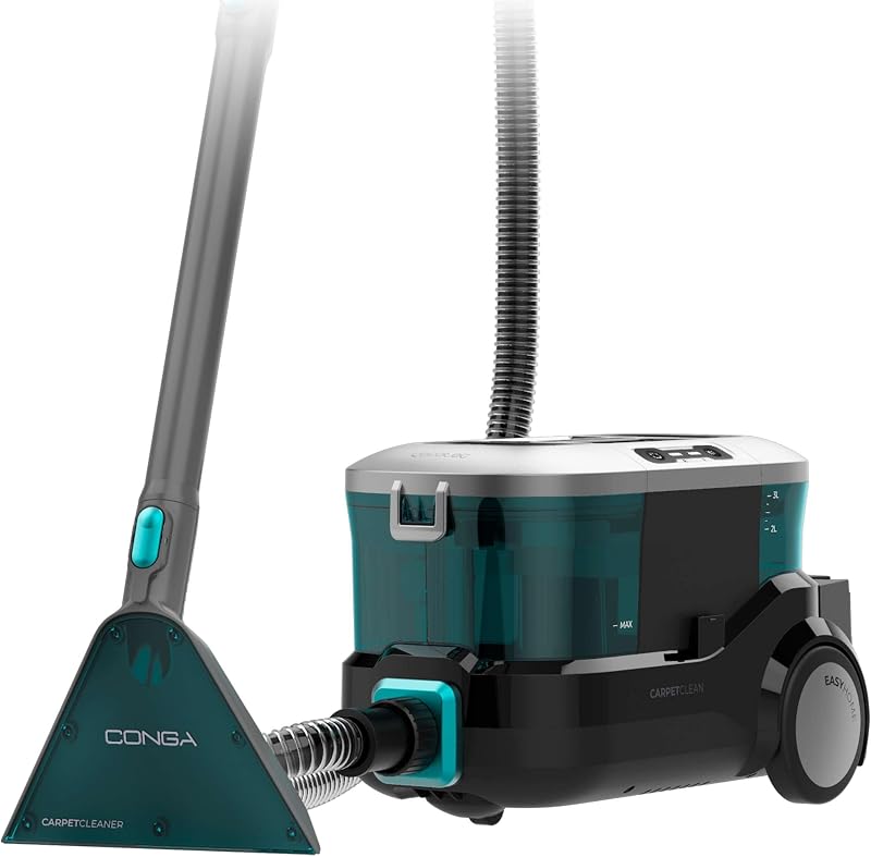 Aspirador de carpete cecotec - limpador de estofados - aspirador de pó conga carpetclean 10000 easyhome sled. 800w, 3l de água limpa e 1,5l de tanque de água suja, multisuperfícies, kit de acessórios