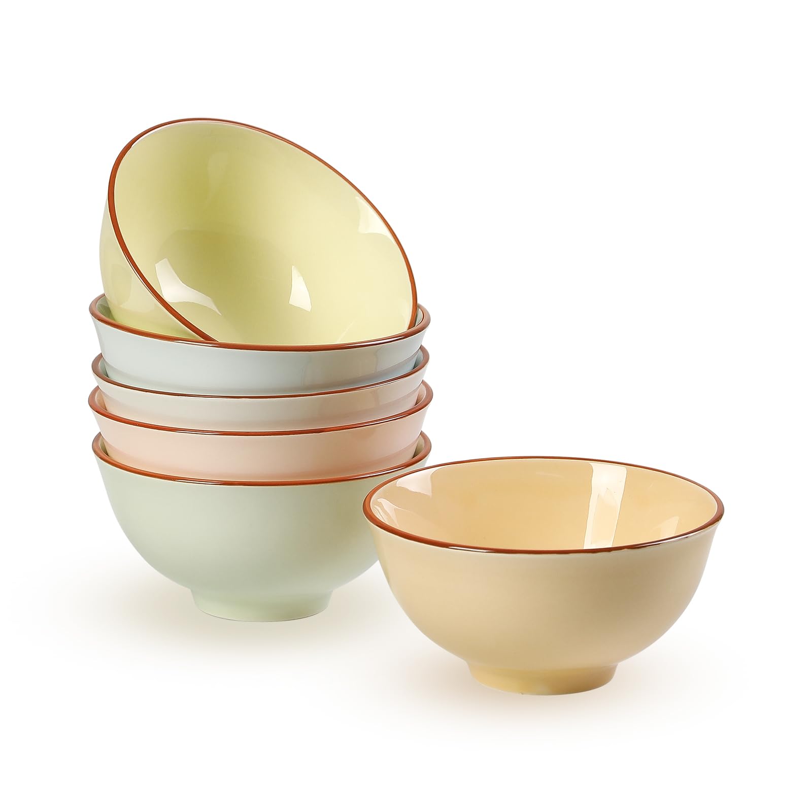 Photo 1 of AHX Ceramic Dessert Bowl Set of 6 - Small Porcelain Bowls for Rice, Snack, Ice Cream - Microwave and Dishwasher Safe - Assorted Candy Hue - 4.7 Inch - 10 OZ