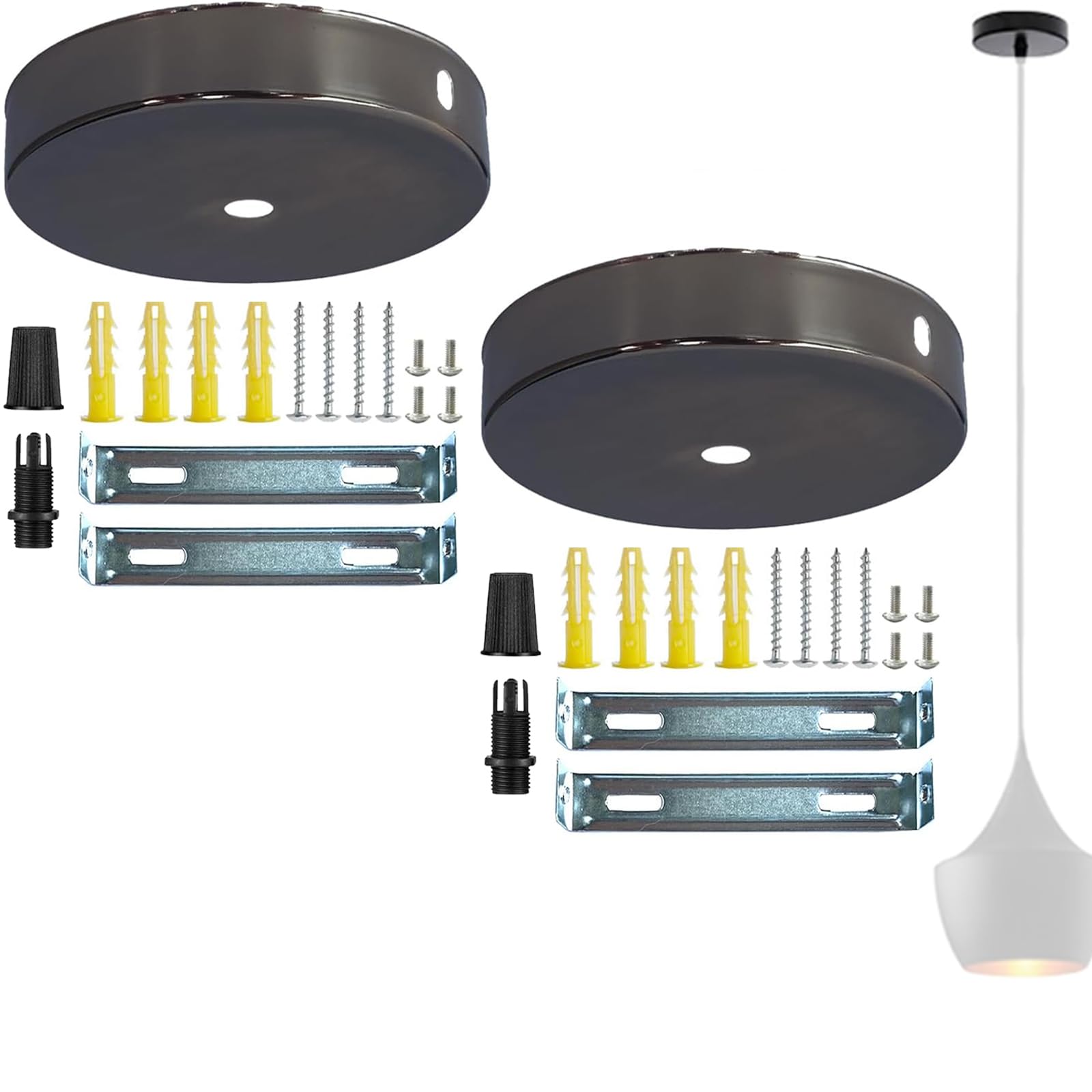 2 Piece Set Ceiling Canopy Lamp Canopy Metal 80 X 25 Mm Black With Accessories For Ceiling Pendant Holder Suitable For Living Room, Bedroom, Study Ceiling Decoration