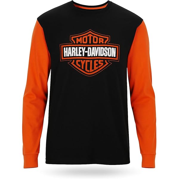 Harley-Davidson Men's Bar & Shield Colorblock Tee, Orange/Black