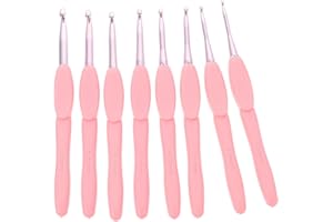 GETAJGHSD 8 Pieces Aluminum Yarn Crochet Hooks with Soft Tpr Handles, Curved Knitting Needles Set for DIY