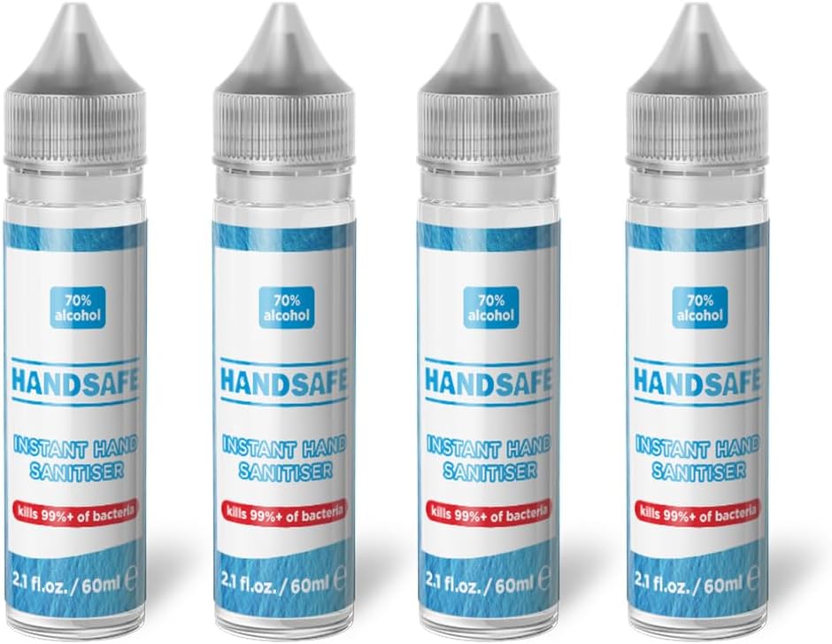 Handsafe 4 x 60ml Hand Sanitiser Liquid 70% Alcohol Medical Grade