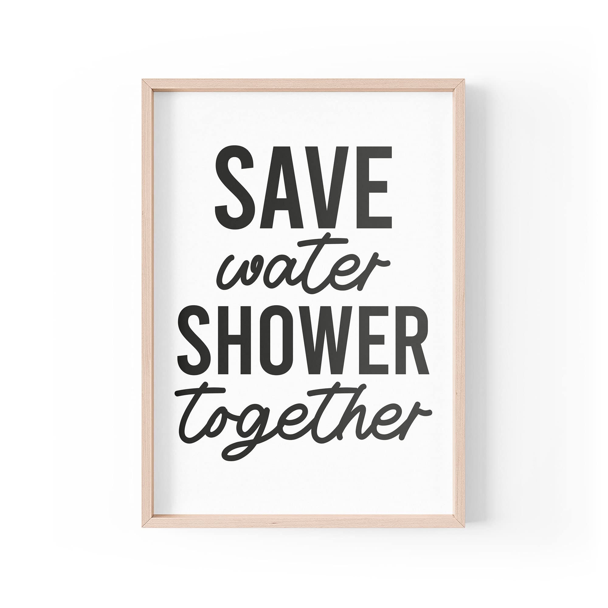 Tongue in Peach Funny Quote Print | Home Prints | Save Water Shower Together | Bathroom Quote Aesthetic Wall Art Rude A4 A3 A5 *FRAME NOT INCLUDED* - PBH129