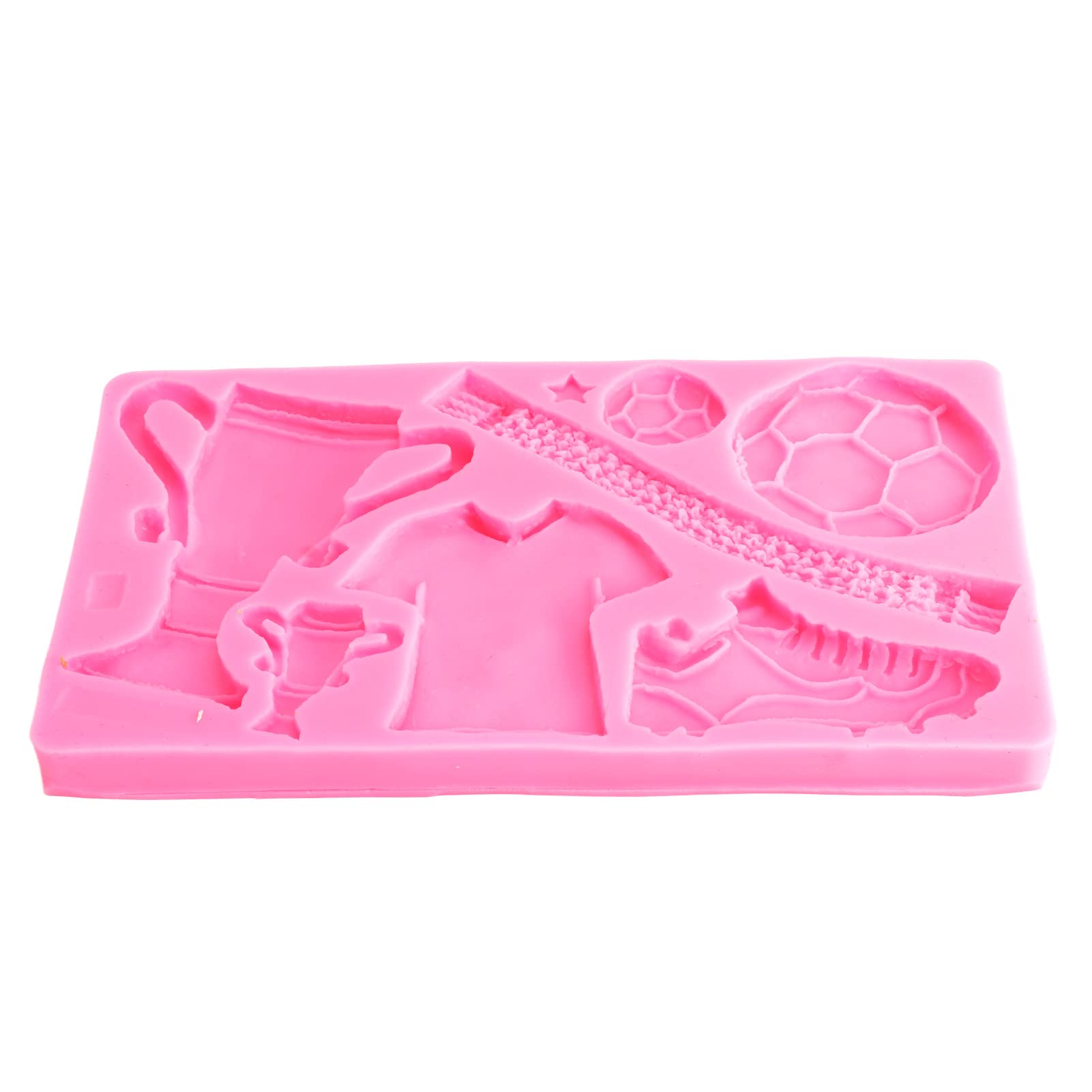 Fdit Football Trophy Silicone Fondant Mold, Pink Cake & Chocolate Mould for Baking DIY Clay Crafts Soap Making Easy Non-Stick Release