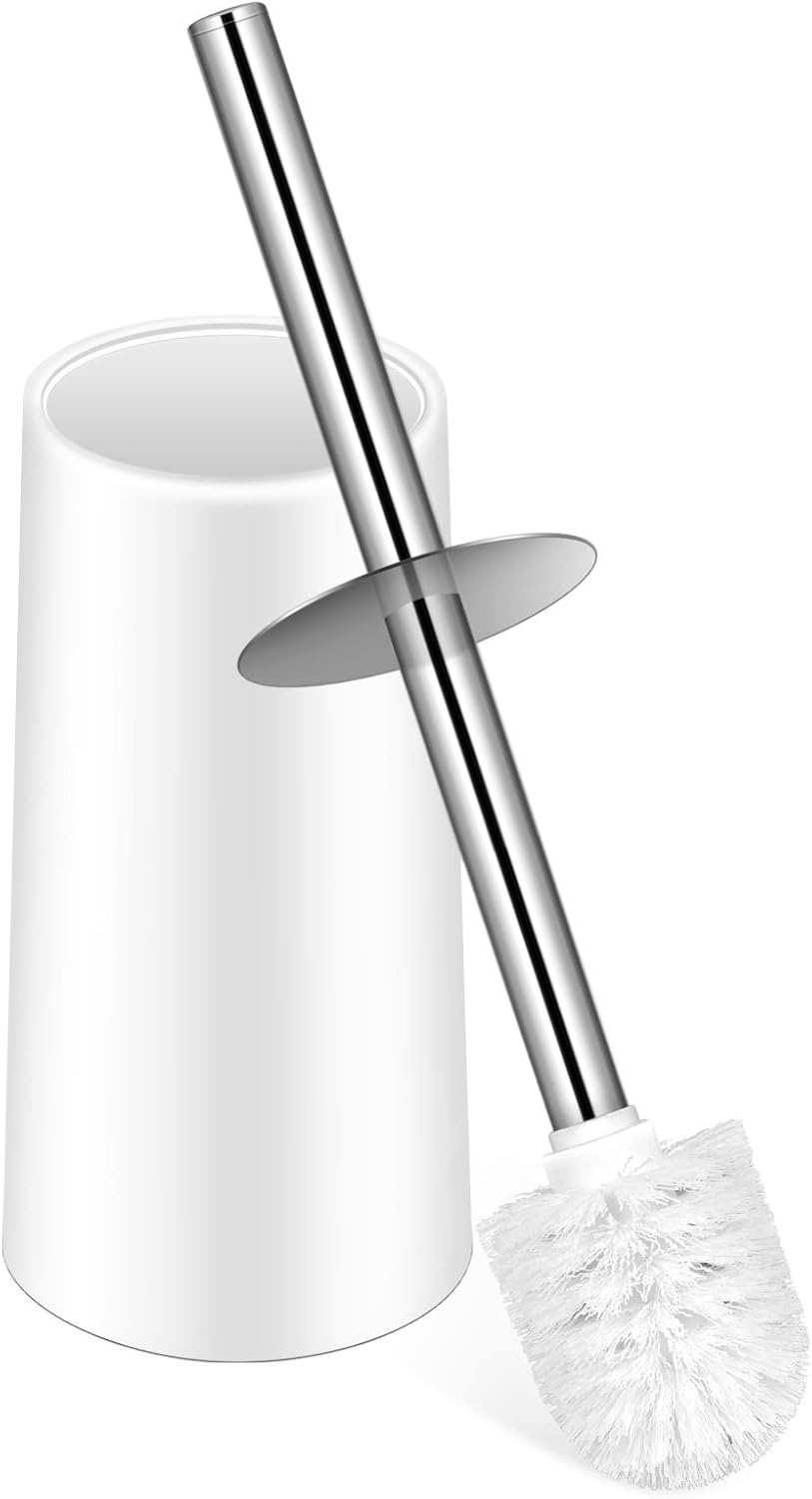 Toilet Brush and Holder,Toilet Bowl Brush with Stainless Steel Handle Durable Bristles Hidden Toilet Scrubber for Bathroom Cleaning: Kitchen & Dining